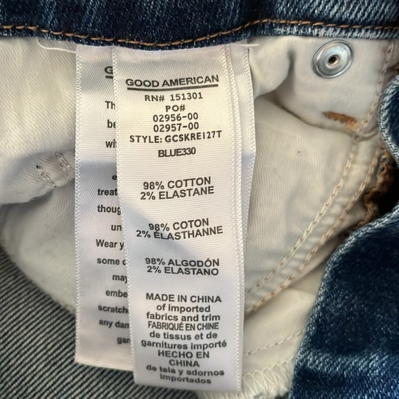 Good American Good Curve High Rise Raw Hem Distressed Skinny Jeans Size 2/26 - Picture 5 of 7